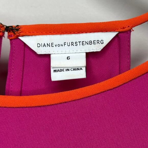 Diane Von Furstenberg Pink and Orange Kera Sleeveless Crepe Dress Size 6 - Picture 8 of 16